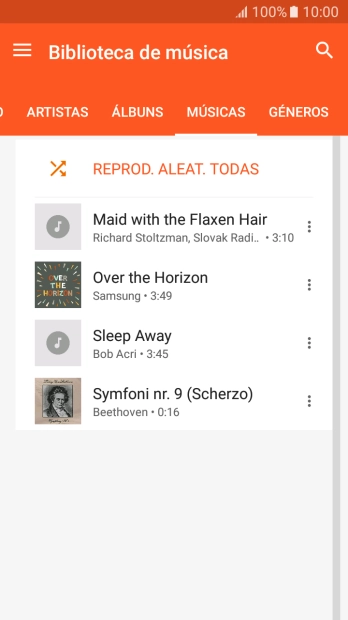 Prima o ficheiro de música pretendido.