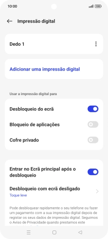 Prima os indicadores junto às definições pretendidas para as ativar ou desativar.