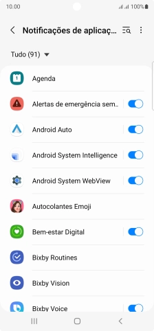 Prima o indicador junto às apps pretendidas para ativar ou desativar a função.
