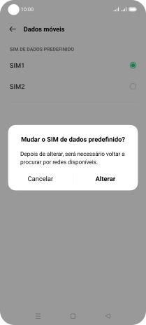 Se mudar de cartão SIM, prima Alterar.