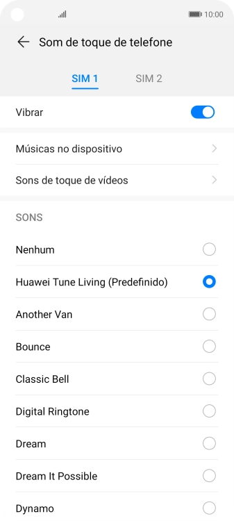 Prima Músicas no dispositivo.