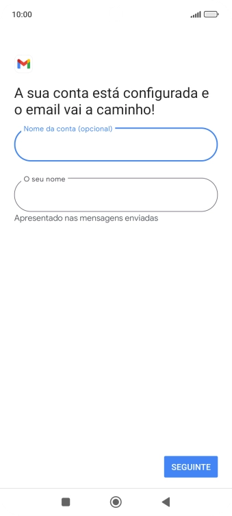 Prima O seu nome e introduza o nome do remetente pretendido.