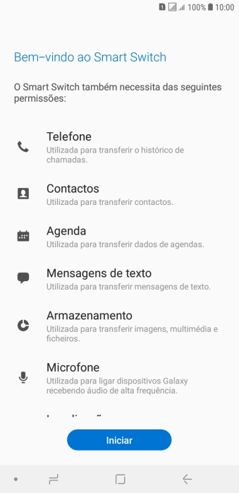Prima Iniciar e siga as indicações no ecrã para transferir conteúdo.