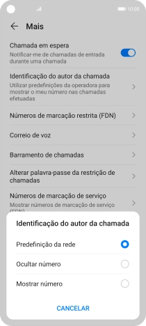 Prima Mostrar número para ativar a visualização do seu número.