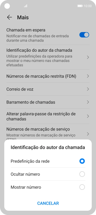 Prima Mostrar número para ativar a visualização do seu número.