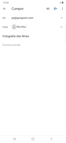 Prima o campo de escrita e escreva o texto do e-mail.