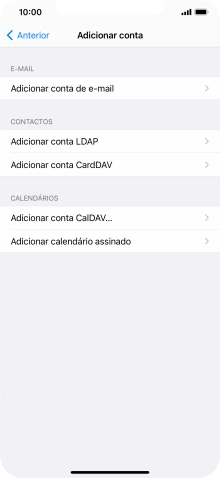 Prima Adicionar conta de e-mail.