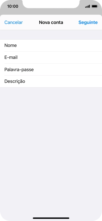 Prima Descrição e introduza o nome pretendido da conta de e-mail.