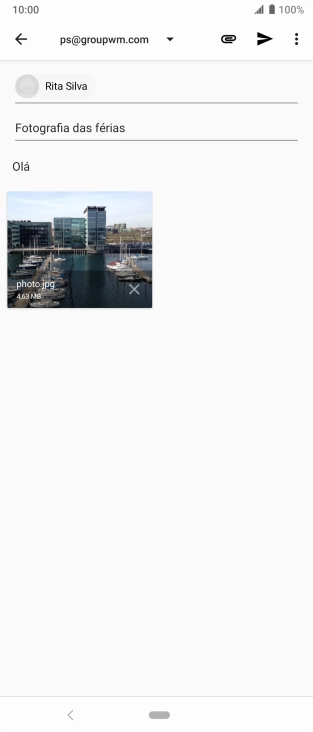 Prima o ícone para enviar quando terminar de escrever o seu e-mail.