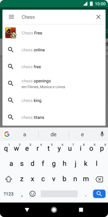 Introduza o nome ou categoria da app pretendida e prima o ícone para pesquisar.