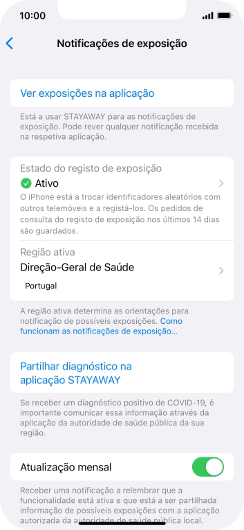 Prima Estado do registo de exposição.
