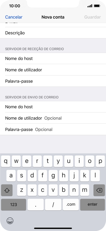 Prima Nome de utilizador e introduza o nome de utilizador da sua conta de e-mail.