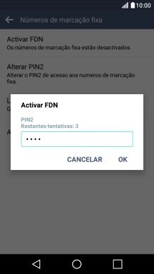 Introduza o código PIN2 e prima OK.