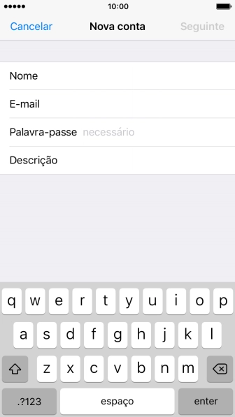 Prima Palavra-passe e introduza a password da sua conta de e-mail na Vodafone.