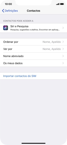 Prima Importar contactos do SIM.