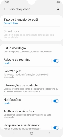 Prima Tipo de bloqueio do ecrã.