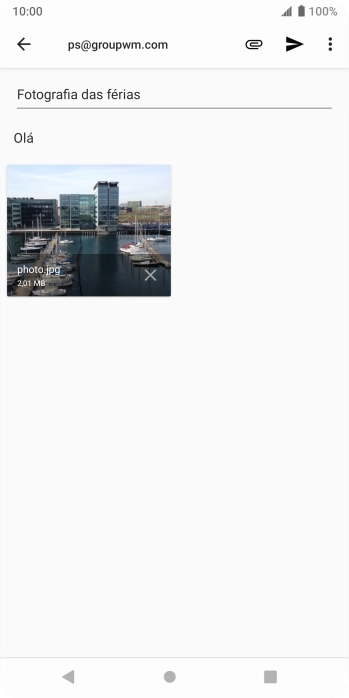 Prima o ícone para enviar quando terminar de escrever o seu e-mail.
