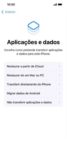 É possível transferir conteúdo de um telefone Android quando o telefone for ativado antes da primeira utilização e quando o telefone tiver sido reiniciado. Quando esta imagem for mostrada no ecrã, o telefone está pronto para transferir conteúdo de um telefone Android.