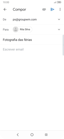 Prima o campo de escrita e escreva o texto do e-mail.