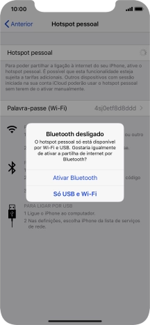 Se o Wi-Fi estiver ativado, prima Só USB e Wi-Fi .