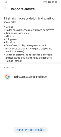 Prima REPOR PREDEFINIÇÕES.