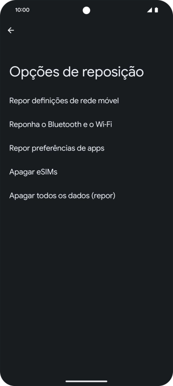 Prima Apagar todos os dados (repor).