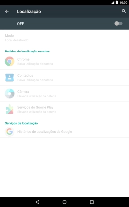 Prima o indicador para ativar ou desativar a função.