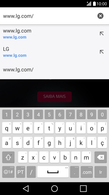 Introduza o endereço da página de Internet pretendida e prima Ir.