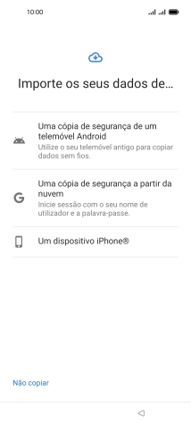 Prima a definição pretendida e siga as indicações no ecrã para transferir conteúdo de outro telefone.