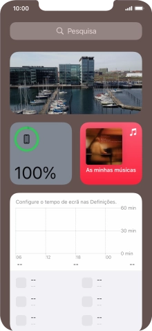 Deslize o dedo para cima no ecrã.