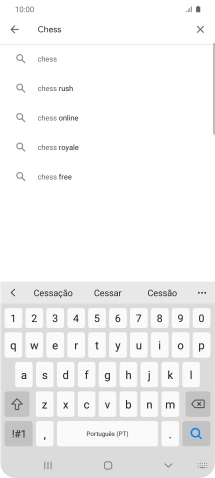 Introduza o nome ou categoria da app pretendida e prima o ícone para pesquisar.
