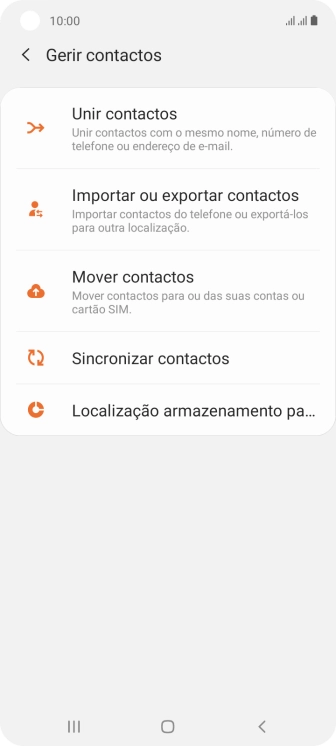 Prima Importar ou exportar contactos.