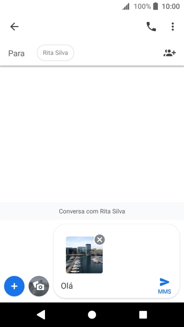 Prima o ícone para enviar quando terminar de escrever a sua mensagem multimédia.