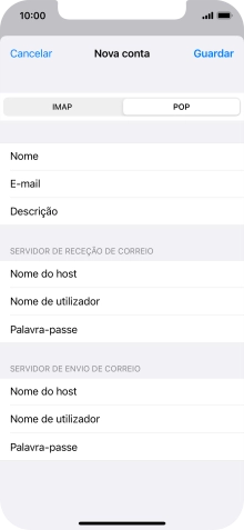 Prima Guardar. A sua conta de e-mail está agora configurada. Se pretender escolher definições adicionais para o servidor de receção e envio, siga os passos seguintes.