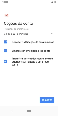 Se o ecrã mostrar esta imagem, a sua conta foi identificada e configurada automaticamente. Siga as indicações no ecrã para introduzir informações adicionais e concluir a configuração.