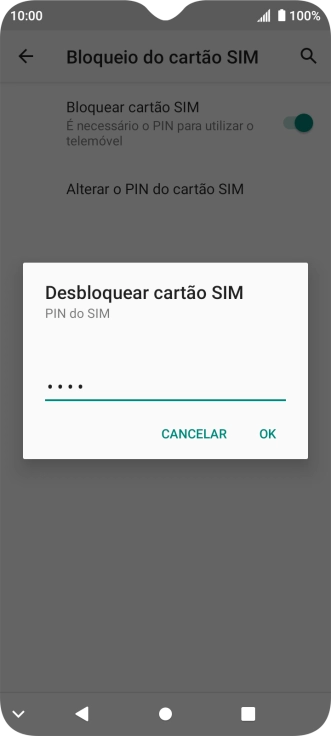 Introduza o seu código PIN e prima OK.