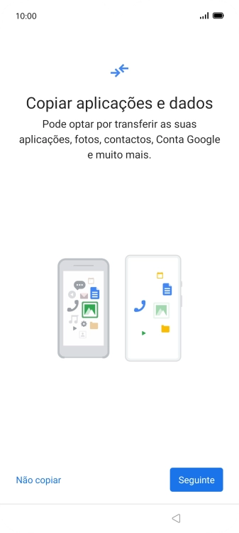 É possível transferir conteúdo de outro telefone quando o telefone for ativado antes da primeira utilização e quando o telefone tiver sido reiniciado. Quando esta imagem for mostrada no ecrã, o telefone está pronto para transferir conteúdo de outro telefone.