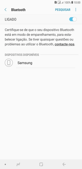 Prima o dispositivo Bluetooth pretendido e siga as indicações no ecrã para emparelhar o dispositivo pretendido com o telefone.