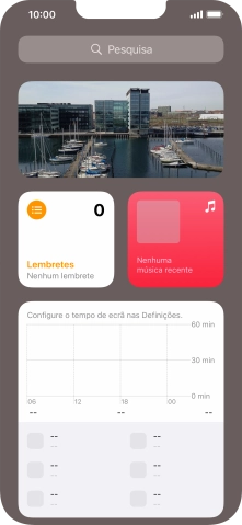 Deslize o dedo para cima no ecrã.