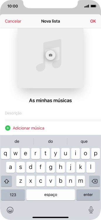 Prima Adicionar música.
