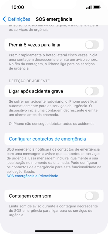 Prima Ligar após acidente grave para ativar a função.