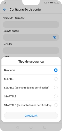 Prima SSL/TLS para ativar a função.