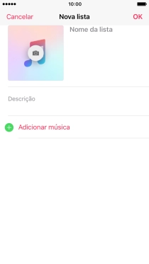 Prima o campo de escrita e introduza o nome da lista de reprodução.