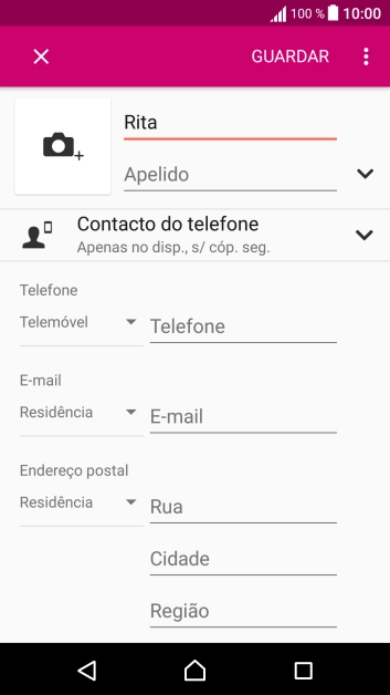 Prima Apelido e introduza o apelido.