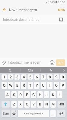Abra uma nota, mensagem ou e-mail para que o teclado apareça no ecrã e o telefone fique pronto para a escrita de texto.
