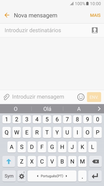 Abra uma nota, mensagem ou e-mail para que o teclado apareça no ecrã e o telefone fique pronto para a escrita de texto.