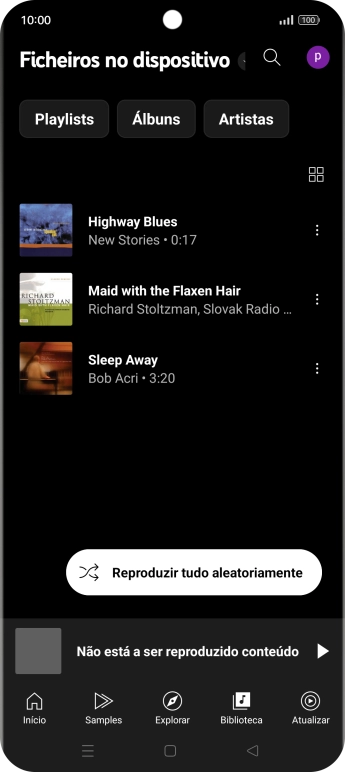 Prima o ficheiro de música pretendido.