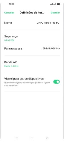 Prima Nome, e introduza o nome pretendido do hotspot Wi-Fi.