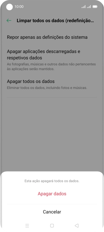 Prima Apagar dados.