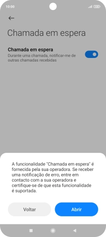 Se ativar a função, prima Abrir.